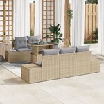 vidaXL Ensemble de canapé de jardin 6 pièces avec coussins Beige en poly rattan