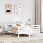 vidaXL Cadre de lit avec tête de lit blanc 140x200 cm bois pin massif