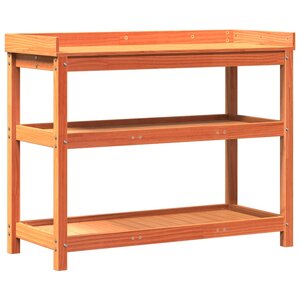 vidaXL Table de rempotage avec étagères marron bois massif de pin
