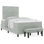 vidaXL Lit à ressorts avec matelas & banc Gris clair 120x200 cm Velours