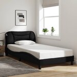 vidaXL Cadre de lit avec LED sans matelas noir 100x200 cm tissu