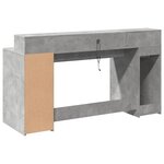 Bureau table poste de travail meuble d'ordinateur informatique étude et lumières LED 160 x 55 x 91 cm bois d'ingénierie gris 02_0023801