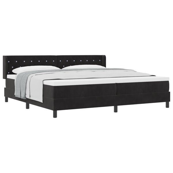 vidaXL Lit à ressort avec matelas Noir 200x200 cm Velours