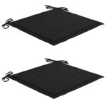 vidaXL Chaises de jardin lot de 2 et coussins noir Bois de teck massif