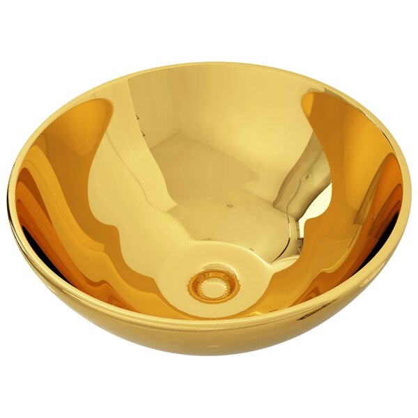 vidaXL Lavabo 32 5 x 14 cm Céramique Doré