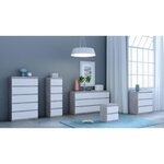 Commode CHELSEA 5 tiroirs - 41 8 cm - optique béton clair KILOX et blanc mat