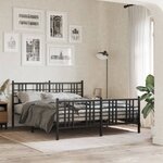 vidaXL Cadre de lit métal sans matelas avec pied de lit noir 150x200cm