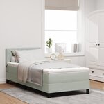 Lit à ressorts vidaXL avec matelas Gris clair 100x200 cm Velours