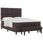 vidaXL Lit à sommier avec matelas et banc marron foncé 140x190 cm en tissu