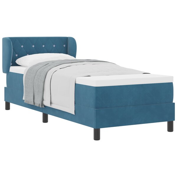 Lit Box Spring vidaXL avec Matelas Bleu Foncé 80x200 cm en Velours