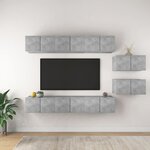 vidaXL Meubles TV 8 Pièces Gris béton Bois d'ingénierie