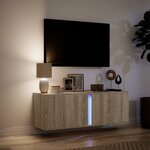 vidaXL Meuble TV mural avec lumières LED chêne sonoma 100x31x35 cm