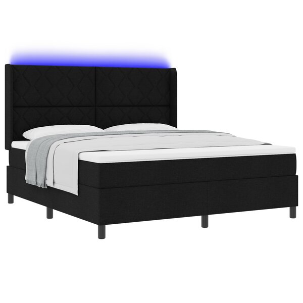 vidaXL Lit à Ressorts avec Matelas & LED Noir 180x200 cm Tissu