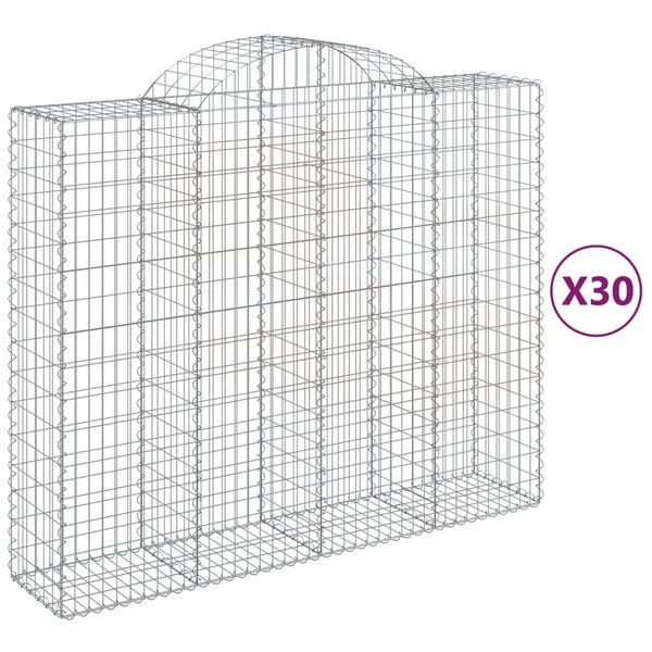 vidaXL Paniers à gabions arqués 30 Pièces 200x50x160/180 cm Fer galvanisé