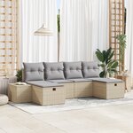 vidaXL Ensemble de 6 canapés de jardin avec coussins en rattan poly beige