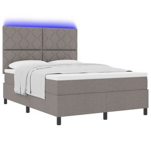 vidaXL Lit à Ressorts avec Matelas & LED Taupe 160x200 cm Tissu