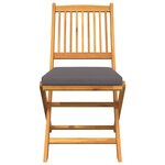 Chaises de jardin pliantes vidaXL avec coussin gris 2Pièces en bois d'acacia massif