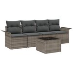 vidaXL Ensemble de 5 Pièces de Canapés de Jardin avec Coussins Gris Poly Rattan