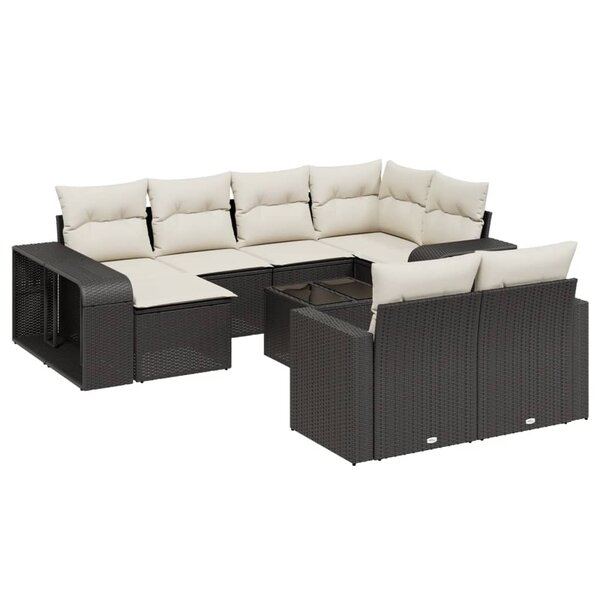 vidaXL Salon de jardin 11 Pièces avec coussins noir résine tressée