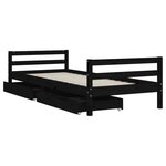 vidaXL Cadre de lit enfant avec tiroirs noir 90x200 cm bois pin massif