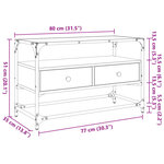 vidaXL Meuble TV et dessus en verre noir 80x35x51 cm bois d'ingénierie