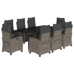 vidaXL Ensemble à manger de jardin 9 Pièces coussins gris résine tressée
