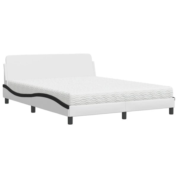 vidaXL Lit avec matelas blanc et noir 160x200 cm similicuir