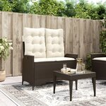 vidaXL Banc inclinable de jardin avec coussins marron résine tressée