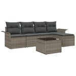 Ensemble de Canapés de Jardin 5 Pièces avec Coussins Noir Poly Rattan