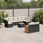 vidaXL Salon de jardin 10 Pièces avec coussins noir résine tressée