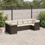 vidaXL Salon de jardin avec coussins 7 Pièces marron résine tressée