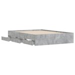 vidaXL Cadre de lit avec tiroirs sans matelas gris béton 135x190 cm