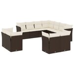 vidaXL Salon de jardin et coussins 11 Pièces marron résine tressée