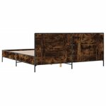 vidaXL Cadre de lit chêne fumé 200x200 cm bois d'ingénierie et métal