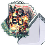 LOT 5 Cartes Meilleurs Vœux + 5 Enveloppes 4x9cm