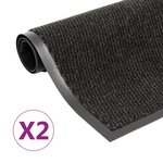 vidaXL Paillassons rectangulaires 2 Pièces 90 x 150 cm Noir