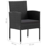 vidaXL Chaises de jardin coussins noir lot de 4 noir résine tressée