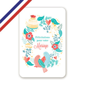 Carte félicitations de mariage - oiseaux