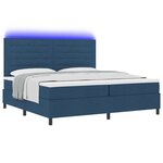 vidaXL Lit à ressorts avec matelas & LED bleu 200x200 cm tissu