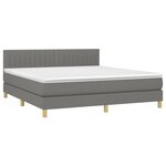 vidaXL Sommier à lattes de lit et matelas et LED Gris foncé 180x200 cm
