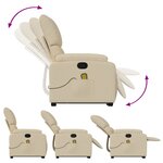 vidaXL Fauteuil inclinable de massage Crème Tissu