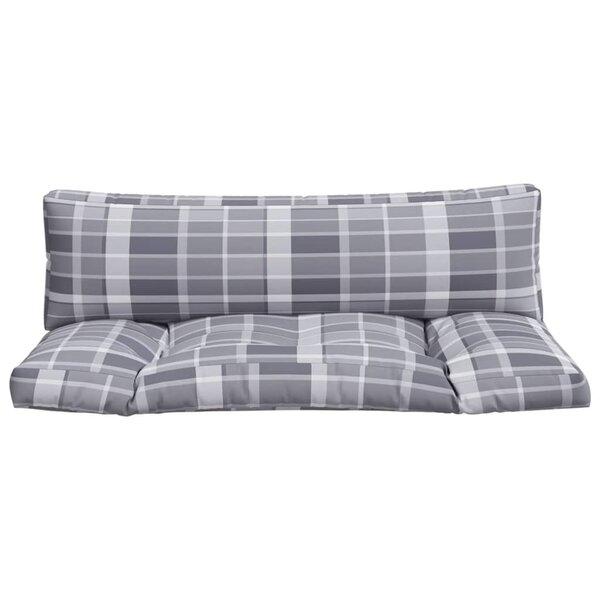 vidaXL Coussins de palette 2 Pièces carreaux gris tissu