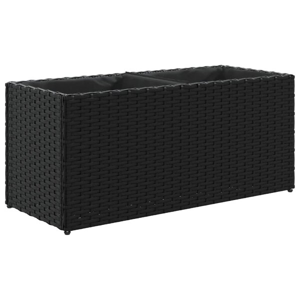 vidaXL Jardinière avec 2 pots noir 72x30x32 cm résine tressée
