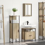 vidaXL Ensemble meuble salle de bain 3 pièces en chêne Sonoma en bois d'ingénierie