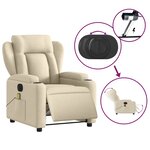 vidaXL Fauteuil inclinable de massage électrique crème tissu