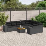 vidaXL Salon de jardin 10 Pièces avec coussins noir résine tressée