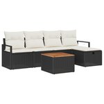 Ensemble de Canapés de Jardin 6 pièces vidaXL avec Coussins Noir Rattan Synthétique
