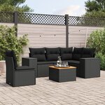 vidaXL Salon de jardin 6 Pièces avec coussins noir résine tressée