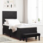 vidaXL Lit avec sommier à ressorts et matelas & banc noir 90x190 cm en velours