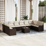 vidaXL Ensemble de Canapé de Jardin de 10 Pièces avec Coussins en Rattan Gris